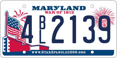 MD license plate 4BL2139