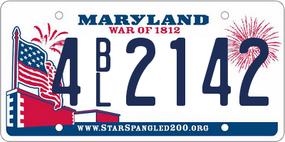 MD license plate 4BL2142