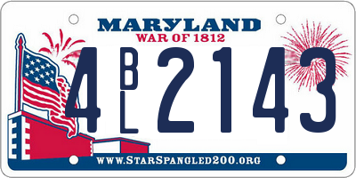 MD license plate 4BL2143
