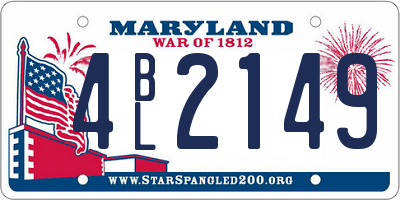 MD license plate 4BL2149