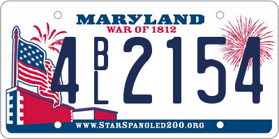 MD license plate 4BL2154