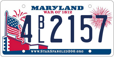 MD license plate 4BL2157