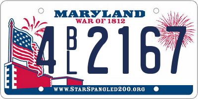 MD license plate 4BL2167