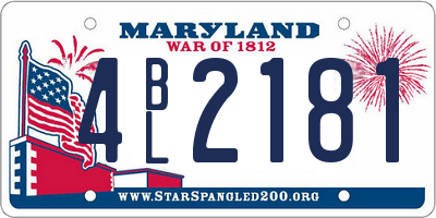 MD license plate 4BL2181