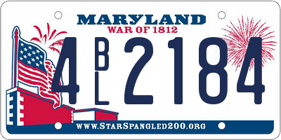 MD license plate 4BL2184