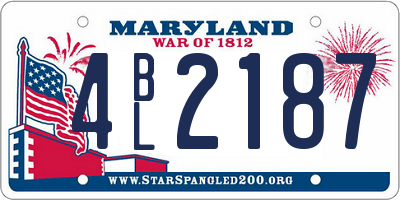 MD license plate 4BL2187