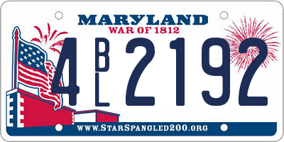 MD license plate 4BL2192