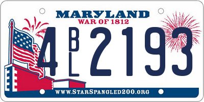 MD license plate 4BL2193