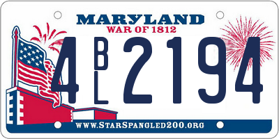 MD license plate 4BL2194
