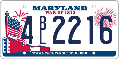MD license plate 4BL2216