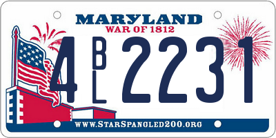 MD license plate 4BL2231