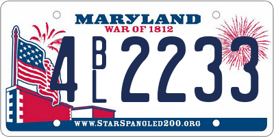 MD license plate 4BL2233