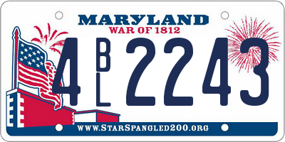 MD license plate 4BL2243