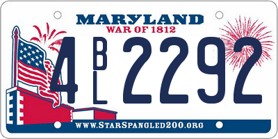 MD license plate 4BL2292