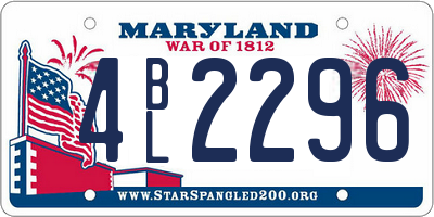MD license plate 4BL2296