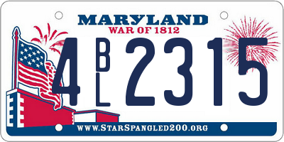 MD license plate 4BL2315