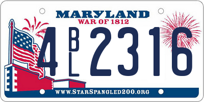 MD license plate 4BL2316