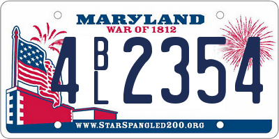 MD license plate 4BL2354