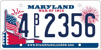 MD license plate 4BL2356
