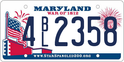 MD license plate 4BL2358