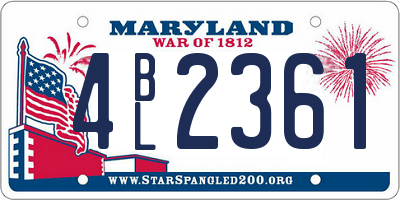 MD license plate 4BL2361