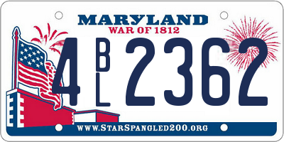 MD license plate 4BL2362