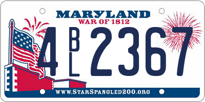MD license plate 4BL2367