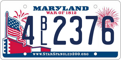 MD license plate 4BL2376