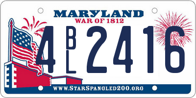 MD license plate 4BL2416