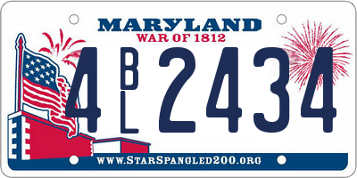 MD license plate 4BL2434