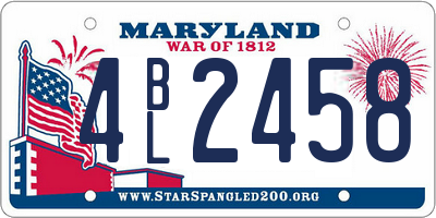 MD license plate 4BL2458