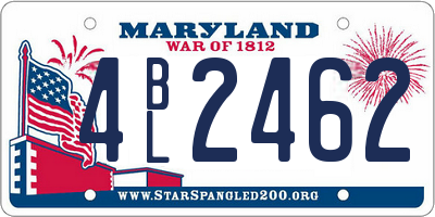 MD license plate 4BL2462