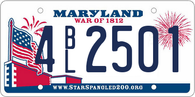MD license plate 4BL2501