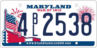 MD license plate 4BL2538
