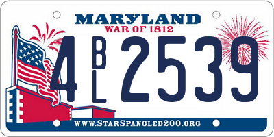 MD license plate 4BL2539