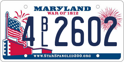 MD license plate 4BL2602