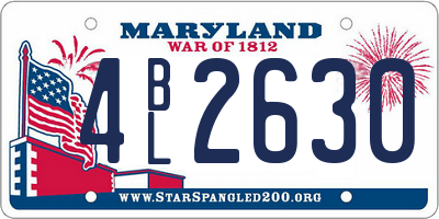MD license plate 4BL2630