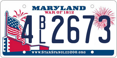 MD license plate 4BL2673