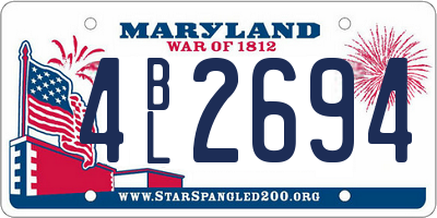 MD license plate 4BL2694