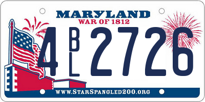 MD license plate 4BL2726