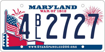 MD license plate 4BL2727