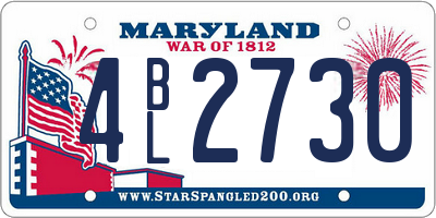 MD license plate 4BL2730