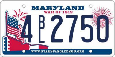 MD license plate 4BL2750