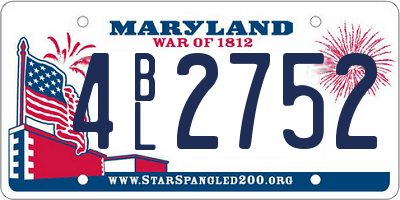 MD license plate 4BL2752