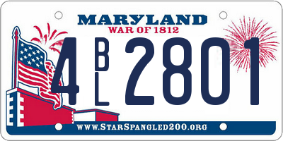 MD license plate 4BL2801