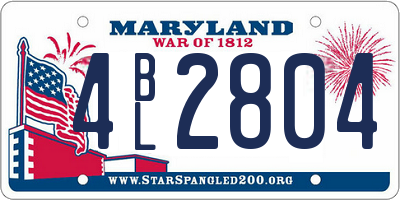 MD license plate 4BL2804