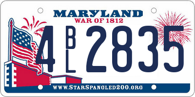 MD license plate 4BL2835