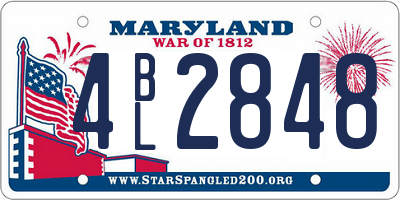 MD license plate 4BL2848