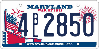 MD license plate 4BL2850