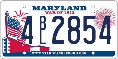 MD license plate 4BL2854
